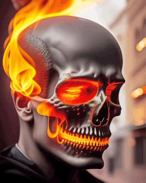 Fire Skull Diamond Painting