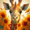 Giraffe And Sunflowers Diamond Painting