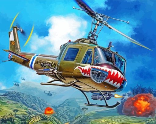 Huey Utility Helicopter Diamond Painting