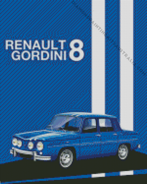 Illustration Renault 8 Car Diamond Painting