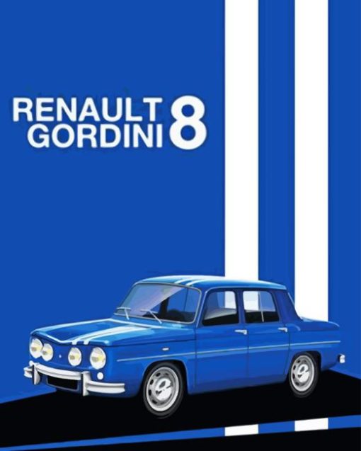 Illustration Renault 8 Car Diamond Painting