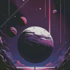 Illustration Purple Planet Diamond Painting