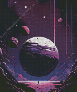 Illustration Purple Planet Diamond Painting