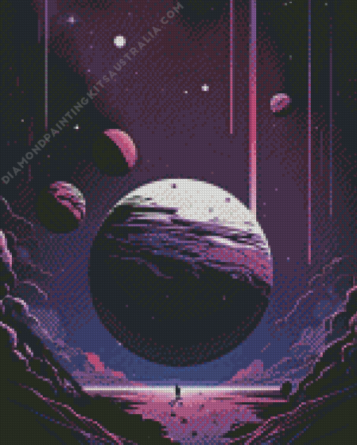 Illustration Purple Planet Diamond Painting