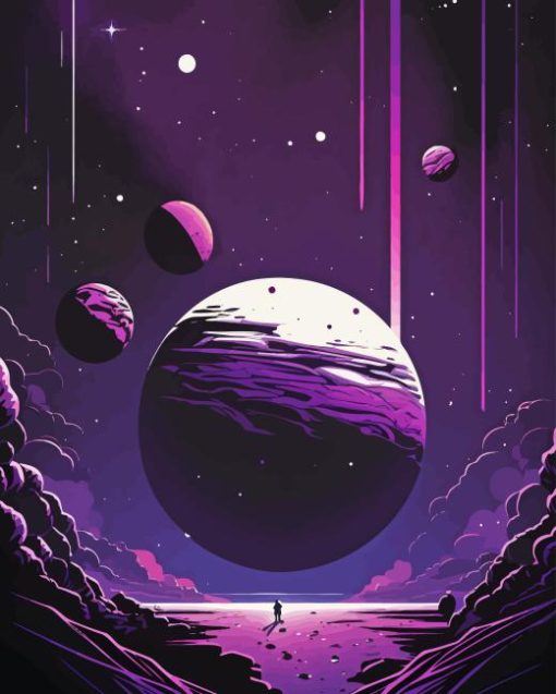 Illustration Purple Planet Diamond Painting