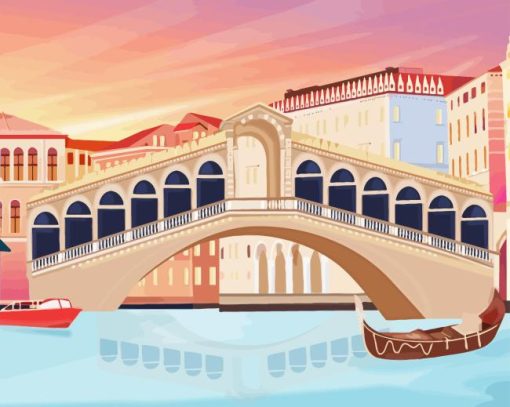 Illustration Rialto Bridge Venice Diamond Painting