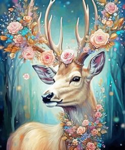 Magical Floral Deer Diamond Painting