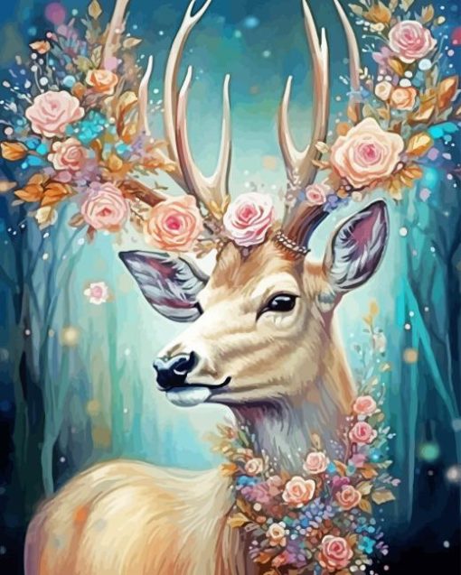 Magical Floral Deer Diamond Painting