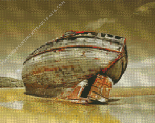 Old Stranded Boat Diamond Painting