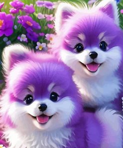 Purple Puppies Diamond Painting