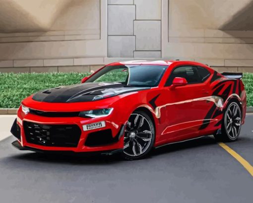 Red Camaro Car Diamond Painting