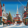 Vintage Christmas Evening Town Diamond Painting