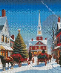 Vintage Christmas Evening Town Diamond Painting