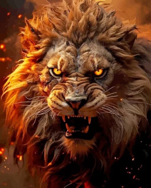 Angry Lion Animal Diamond Painting