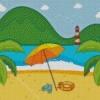 Beach Scene Illustration Diamond Painting