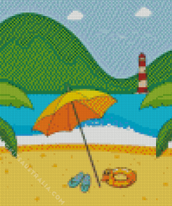 Beach Scene Illustration Diamond Painting