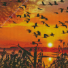 Birds Flock At Sunset Diamond Painting