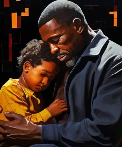 Black Father And Child Hugging Diamond Painting