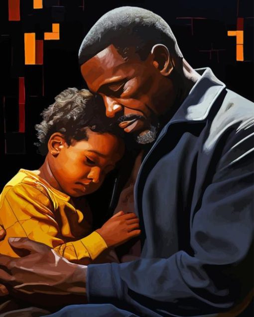 Black Father And Child Hugging Diamond Painting