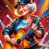 Cool Old Lady Playing Guitar Diamond Painting