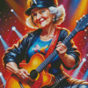 Cool Old Lady Playing Guitar Diamond Painting