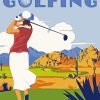 Vintage Woman Golfer Diamond Painting