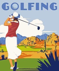 Vintage Woman Golfer Diamond Painting