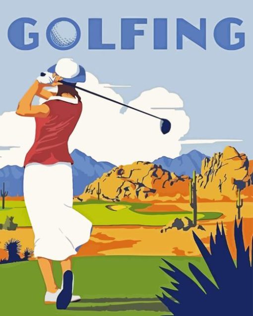 Vintage Woman Golfer Diamond Painting