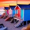 Beach Cabins At Sunset Diamond Painting