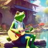 Stylish Frog Playing Guitar Diamond Painting