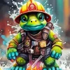 Fire Fighter Turtle Diamond Painting