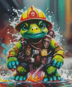 Fire Fighter Turtle Diamond Painting