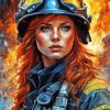 Fire Fighter Woman Diamond Painting