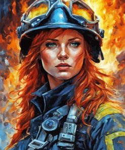 Fire Fighter Woman Diamond Painting