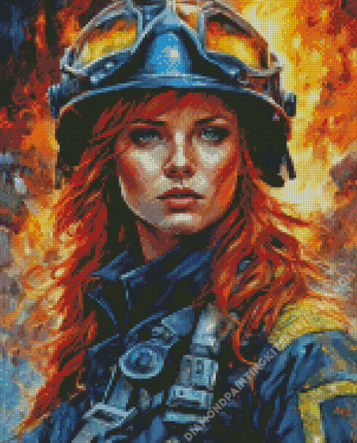 Fire Fighter Woman Diamond Painting