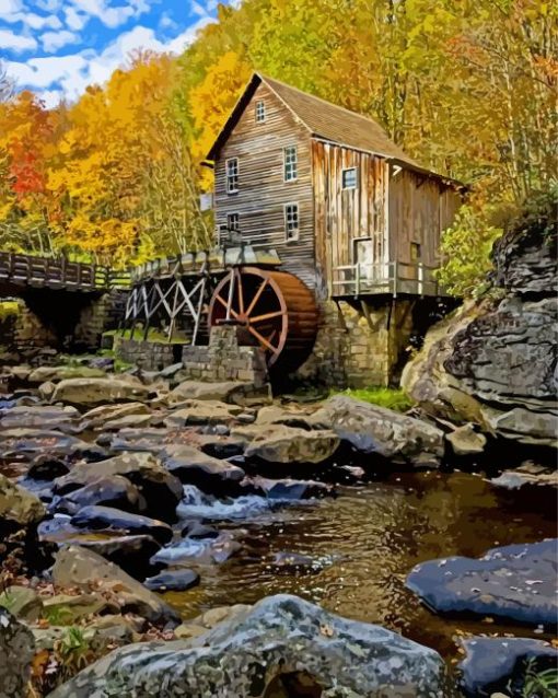 Glade Creek Grist Mill Diamond Painting