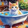 Kitten Taking Bath Diamond Painting