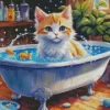 Kitten Taking Bath Diamond Painting