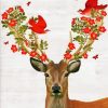 Red Floral Antlers Diamond Painting