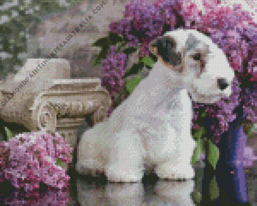 Sealyham And Lilacs Diamond Painting