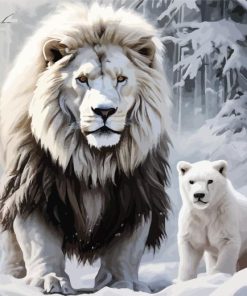 Snow Lion And Bear Diamond Painting