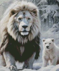 Snow Lion And Bear Diamond Painting