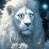 Snow Lion And Flowers Diamond Painting