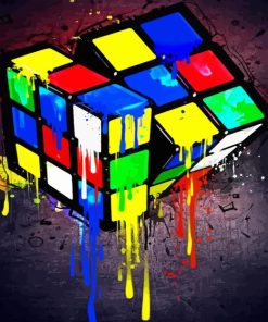 Splatter Rubiks Cube Diamond Painting