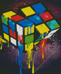 Splatter Rubiks Cube Diamond Painting