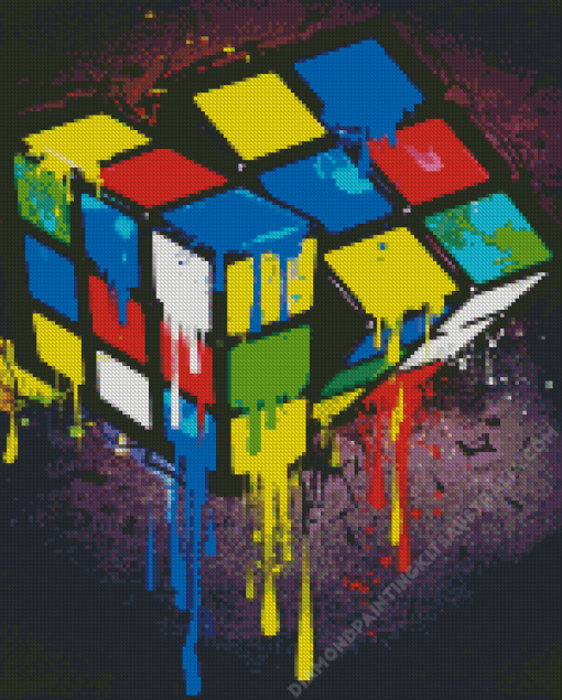 Splatter Rubiks Cube Diamond Painting