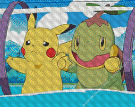 Turtwig And Pika Diamond Painting