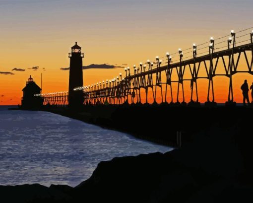 Grand Haven At Sunset Diamond Painting