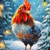 Holiday Rooster Christmas Lights Diamond Painting