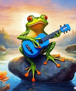 Little Frog Playing Guitar Diamond Painting